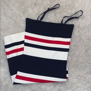 SEEK the label bodycon navy and red striped dress